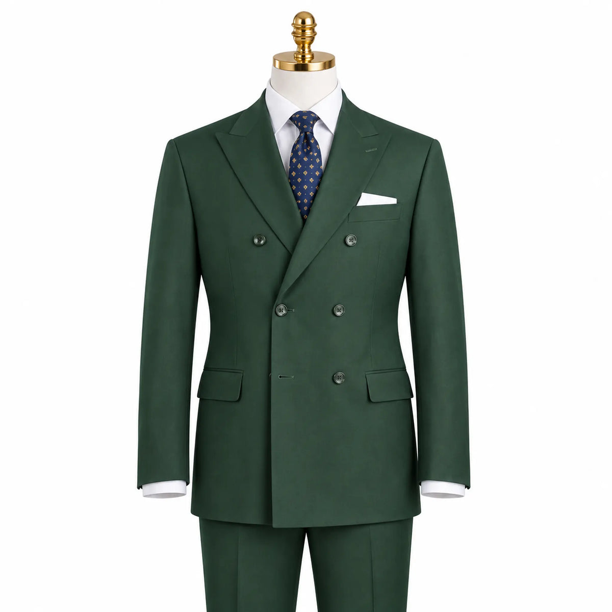 Capri Collection – Hunter Green Double-Breasted Regular Fit Suit - Upscale Men's Fashion