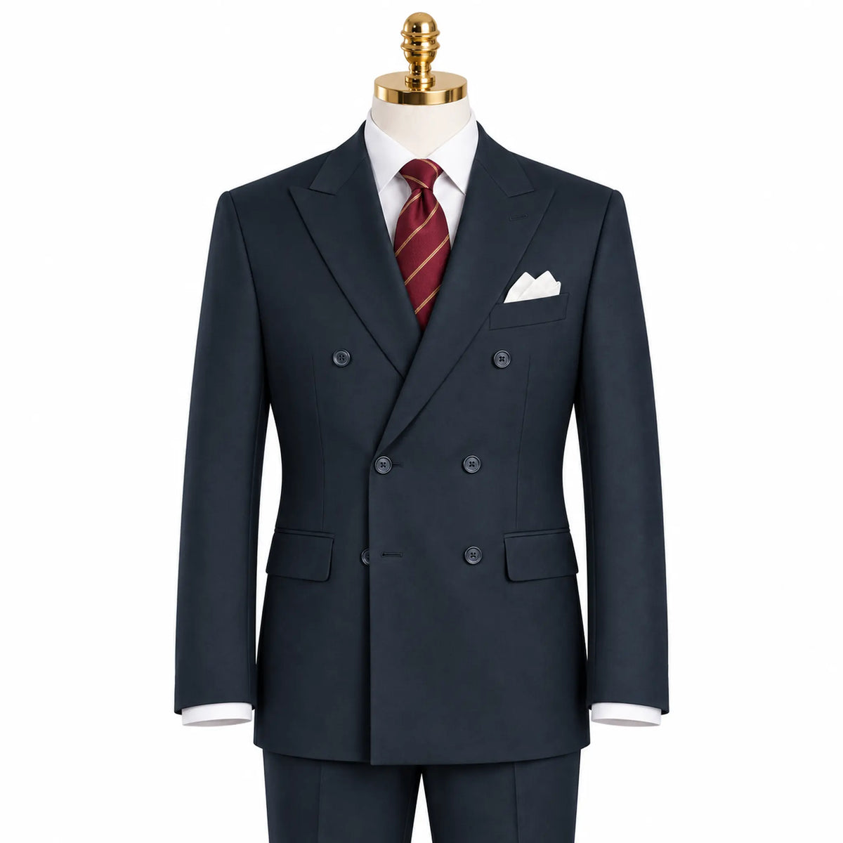 Capri Collection – Navy Double-Breasted Regular Fit Suit - Upscale Men's Fashion
