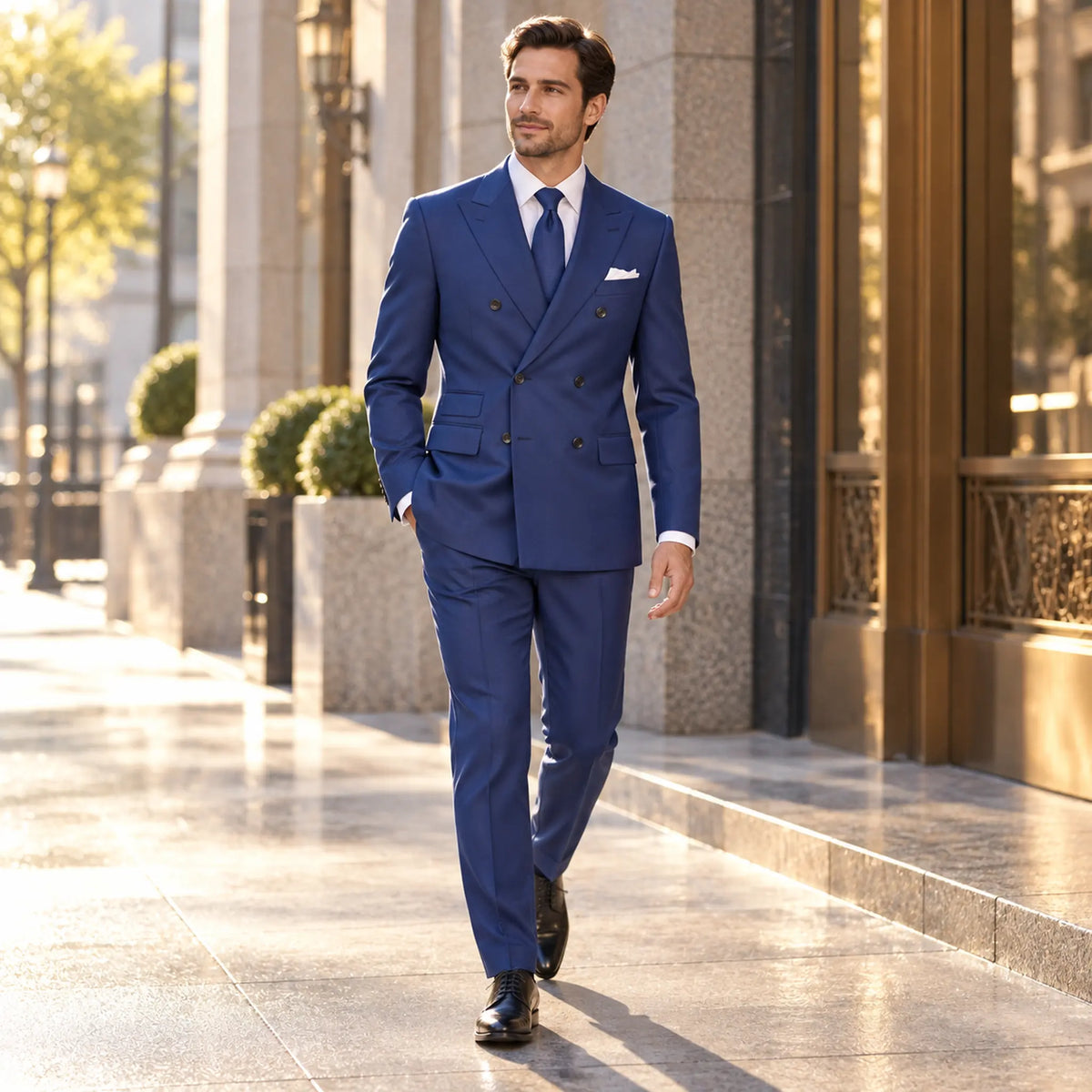 Patriot Blue Double-Breasted Regular Fit Suit – Capri Collection - Upscale Men's Fashion