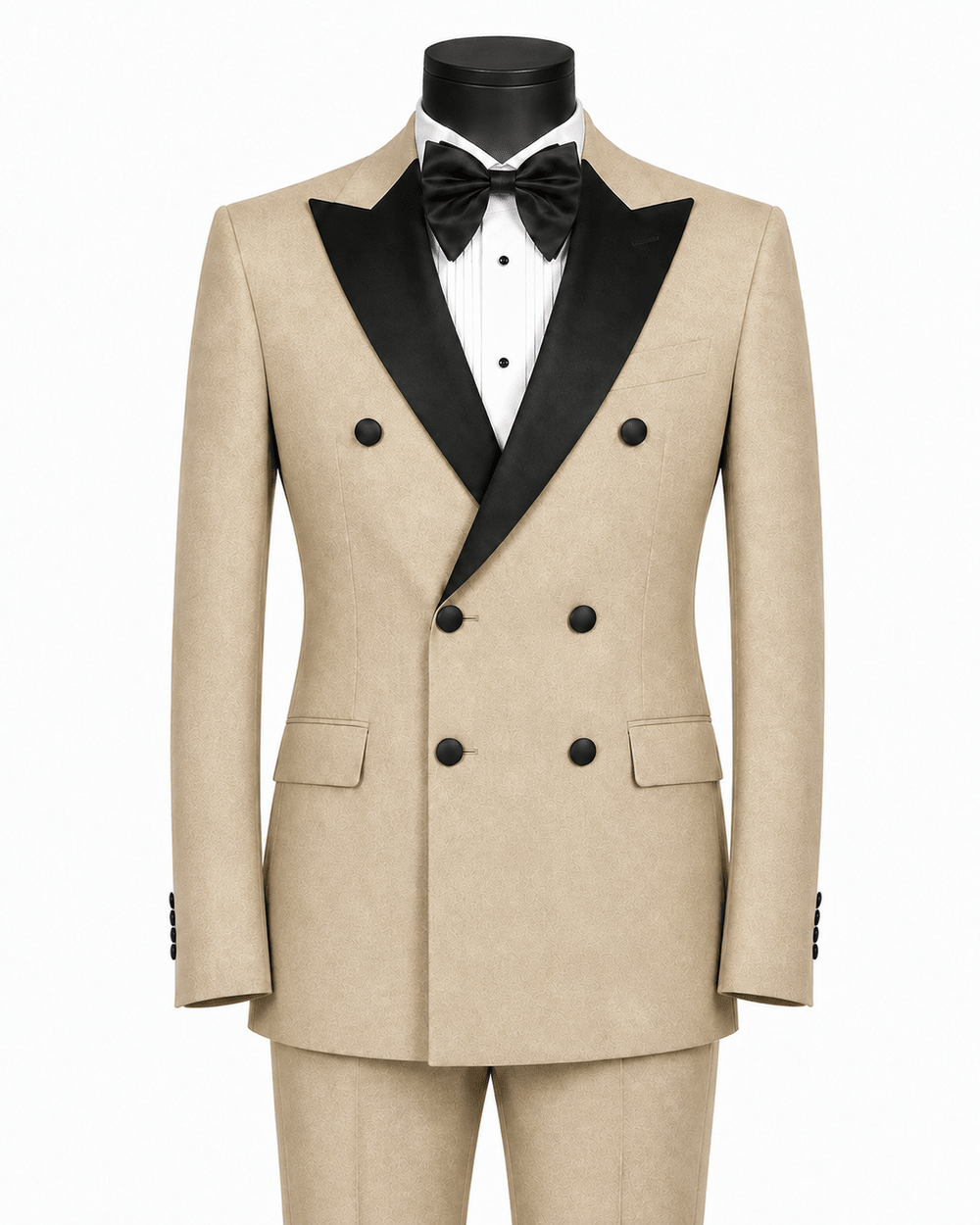 Men's Beige Modern Fit Double-Breasted 2-Piece Tuxedo – Castello Collection - Upscale Men's Fashion