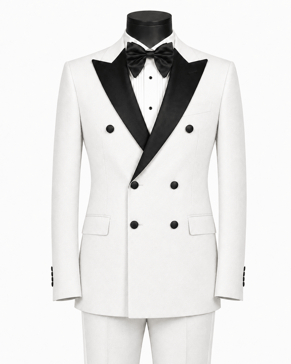Men's White Modern Fit Double-Breasted 2-Piece Tuxedo – Castello Collection - Upscale Men's Fashion