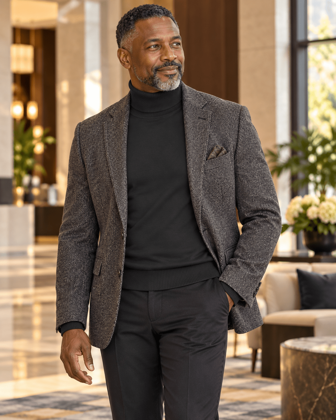 Men's Turtleneck Sweater color Charcoal - Upscale Men's Fashion