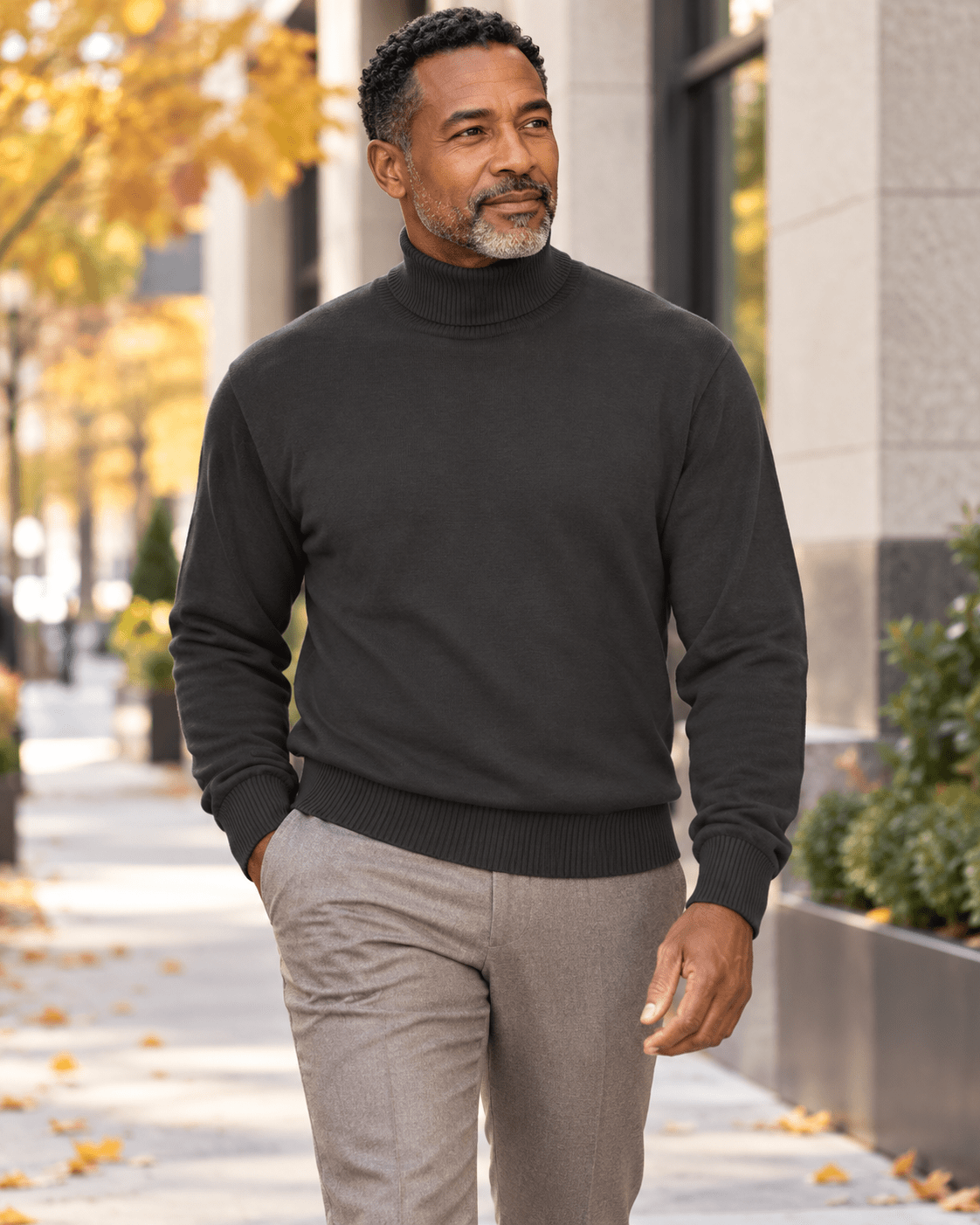 Men's Turtleneck Sweater color Charcoal - Upscale Men's Fashion