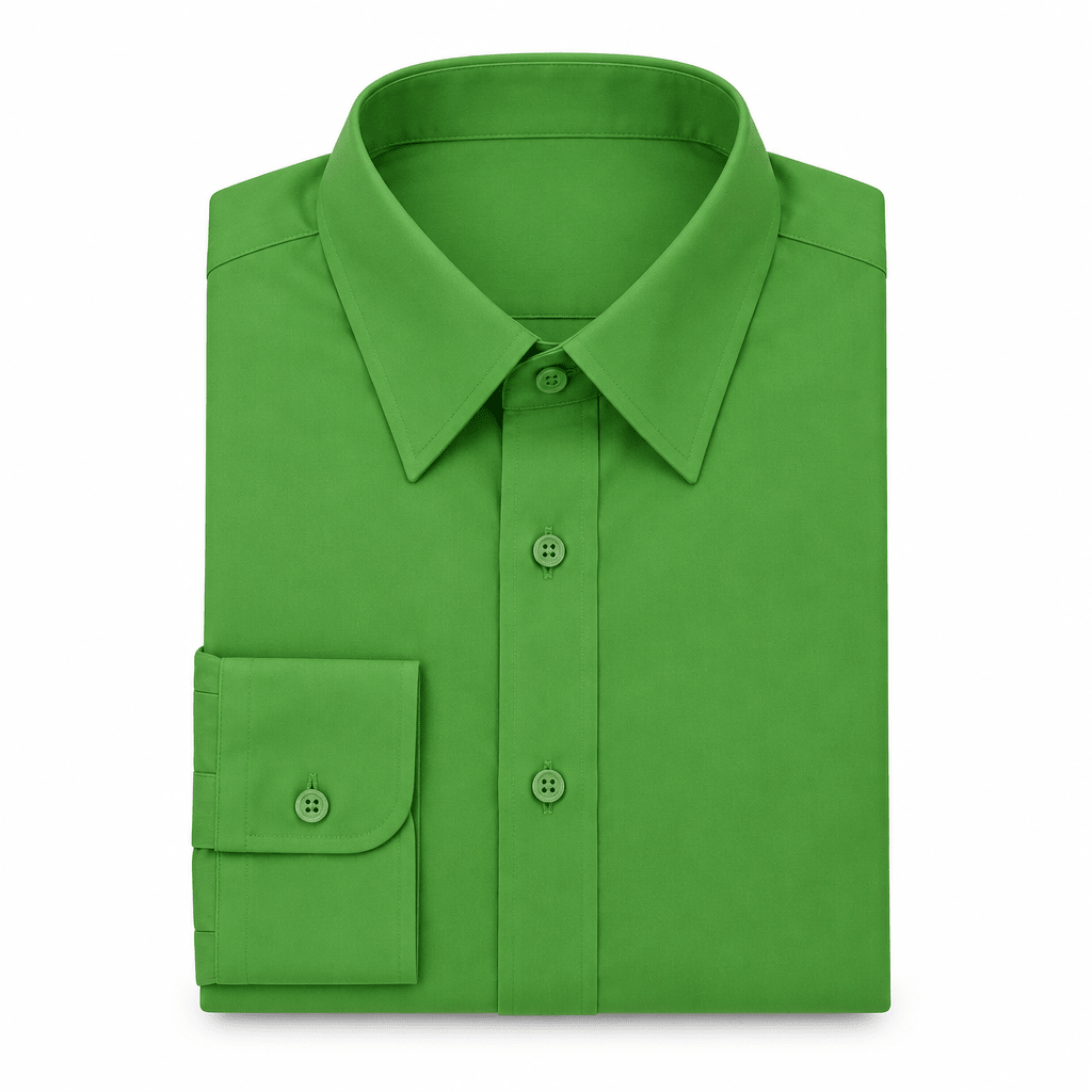 Men's Basic Dress Shirt with Convertible Cuff -Color Classic Green - Upscale Men's Fashion