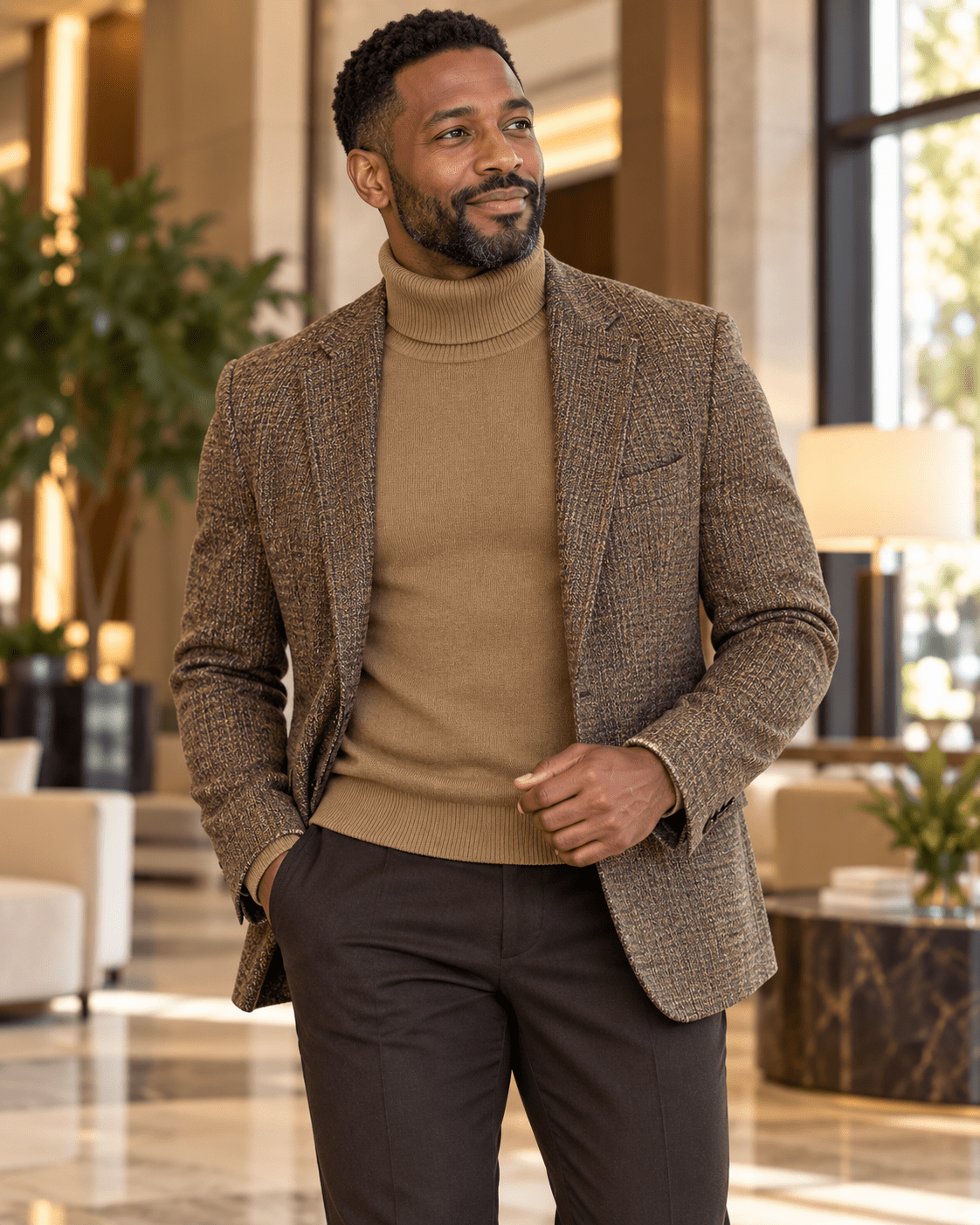 Men's Turtleneck Sweater color Coffee - Upscale Men's Fashion