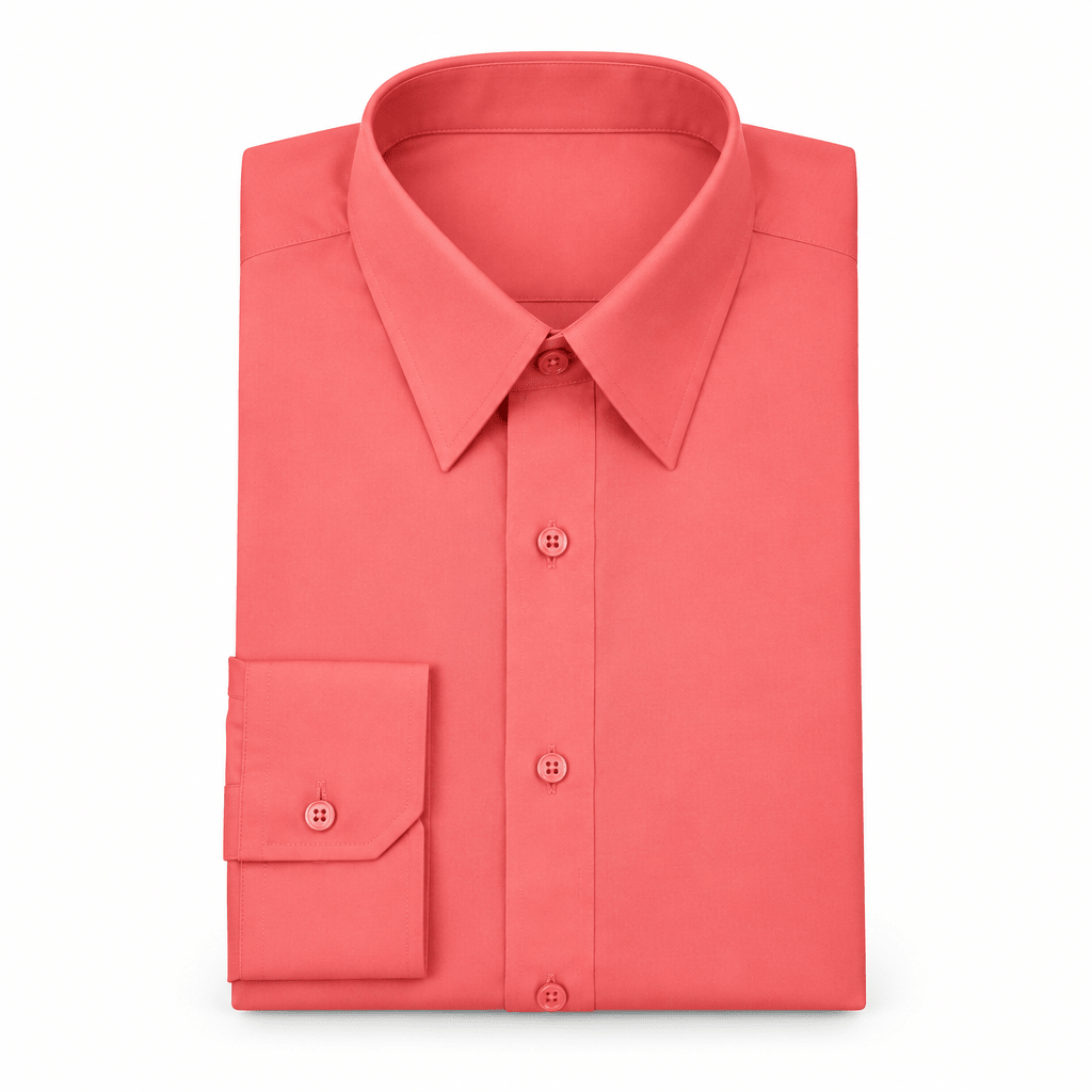 Men's Basic Dress Shirt with Convertible Cuff -Color Coral - Upscale Men's Fashion