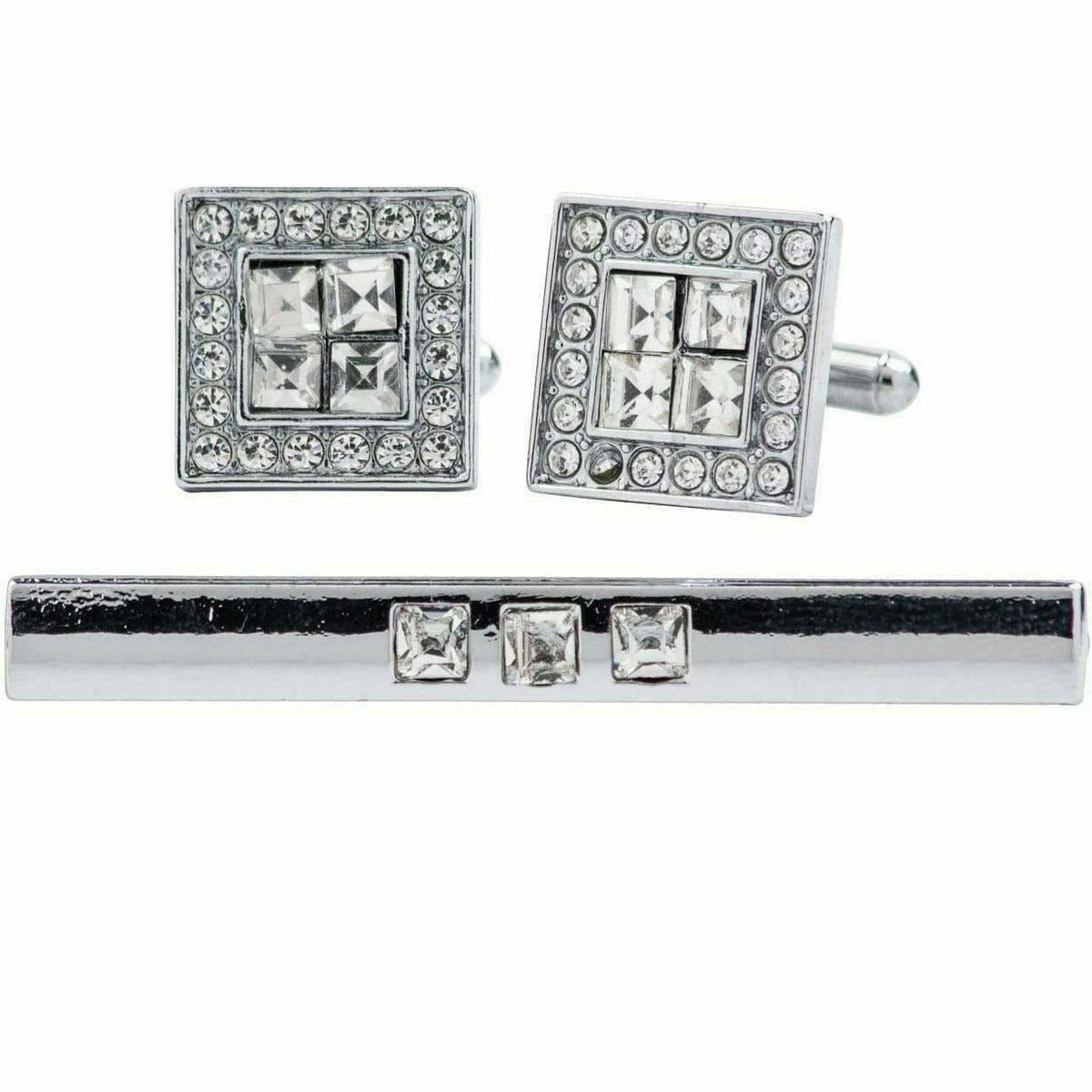 Vittorio Vico Gold Rhinestone Cufflinks & Tie Bar Set in Gift Box - Upscale Men's Fashion