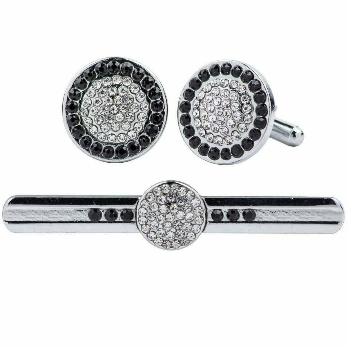 Vittorio Vico Gold Rhinestone Cufflinks & Tie Bar Set in Gift Box - Upscale Men's Fashion