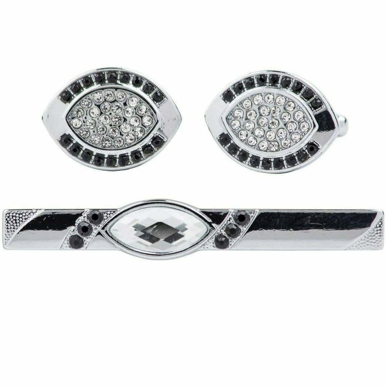 Vittorio Vico Gold Rhinestone Cufflinks & Tie Bar Set in Gift Box
