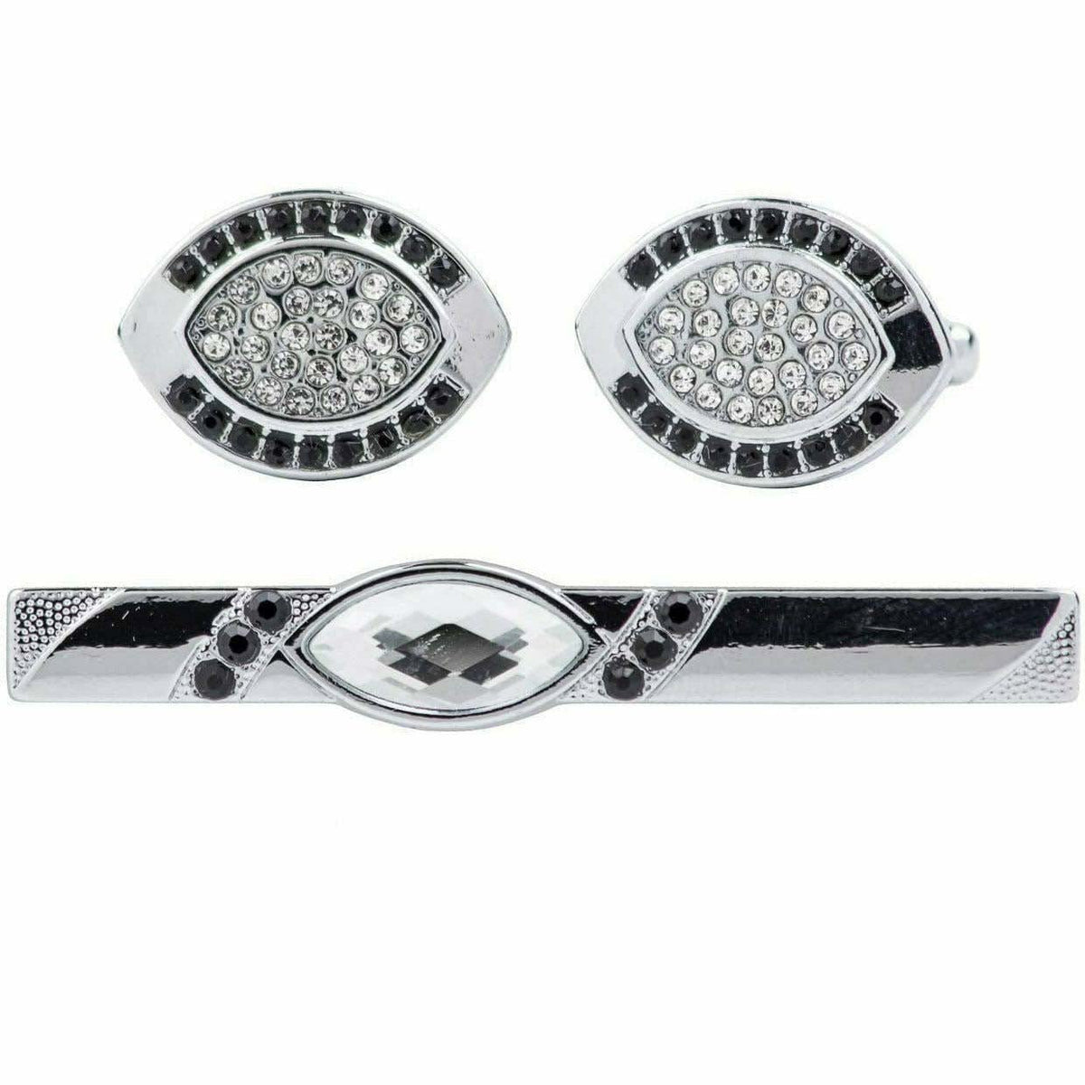 Vittorio Vico Gold Rhinestone Cufflinks & Tie Bar Set in Gift Box - Upscale Men's Fashion