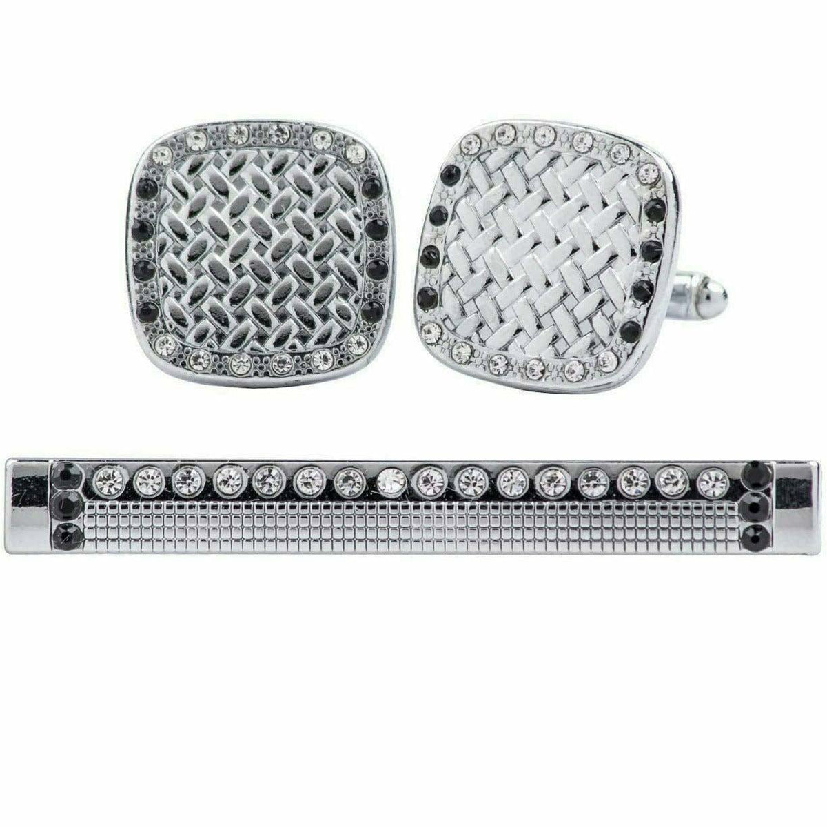 Vittorio Vico Gold Rhinestone Cufflinks & Tie Bar Set in Gift Box - Upscale Men's Fashion