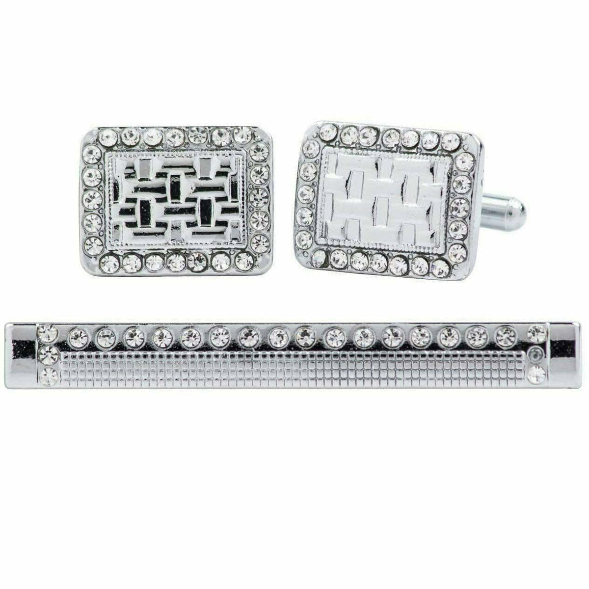 Vittorio Vico Gold Rhinestone Cufflinks & Tie Bar Set in Gift Box - Upscale Men's Fashion