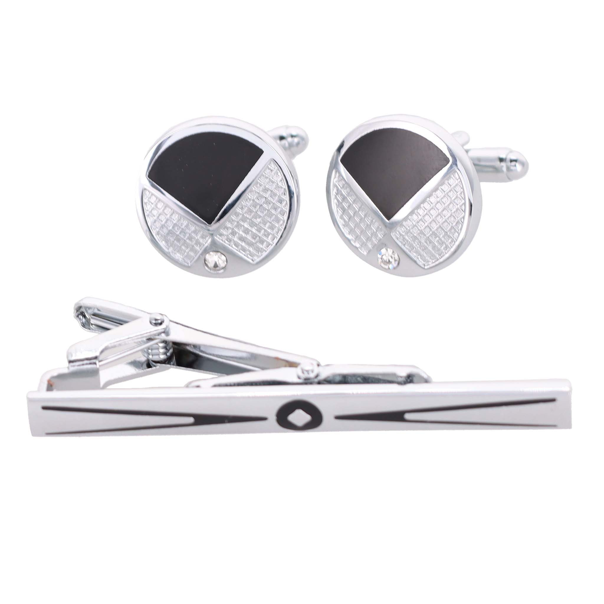 Vittorio Vico Gold Rhinestone Cufflinks & Tie Bar Set in Gift Box
