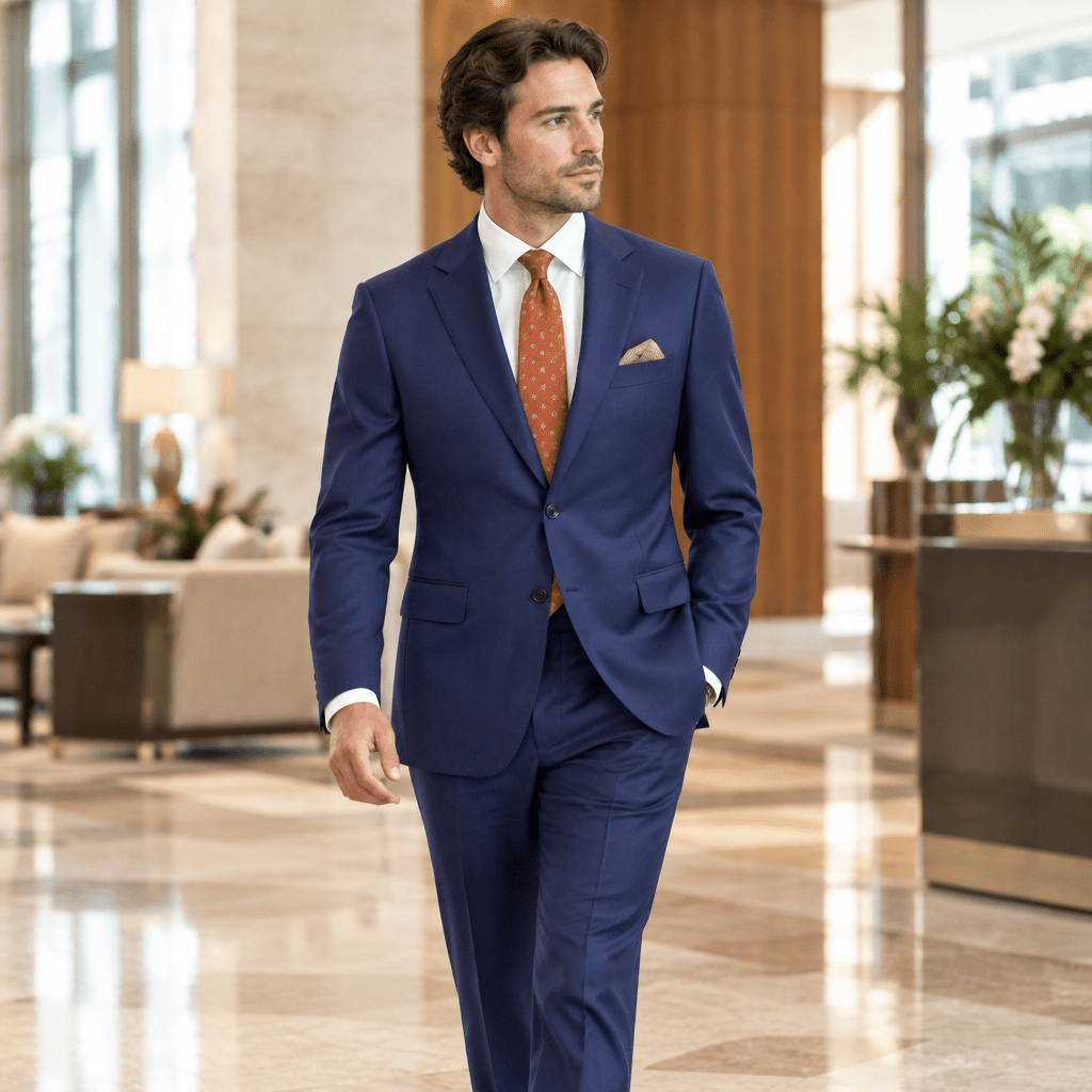 Men's Blue Super 100s Wool Modern Fit 2-Piece Suit – Cremona Collection - Upscale Men's Fashion