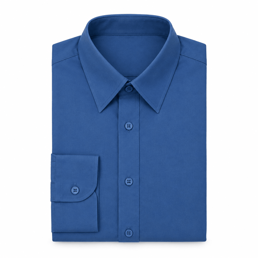 Men's Basic Dress Shirt with Convertible Cuff -Denim Blue - Upscale Men's Fashion