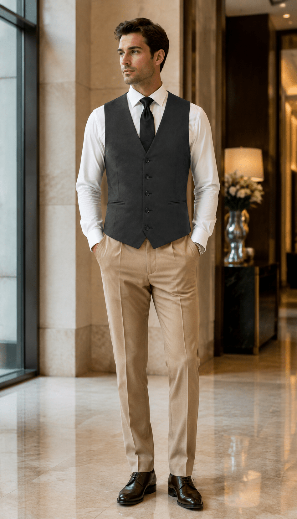 Ferera Collection Men's Dark Gray Slim Fit Suit Vest - Upscale Men's Fashion