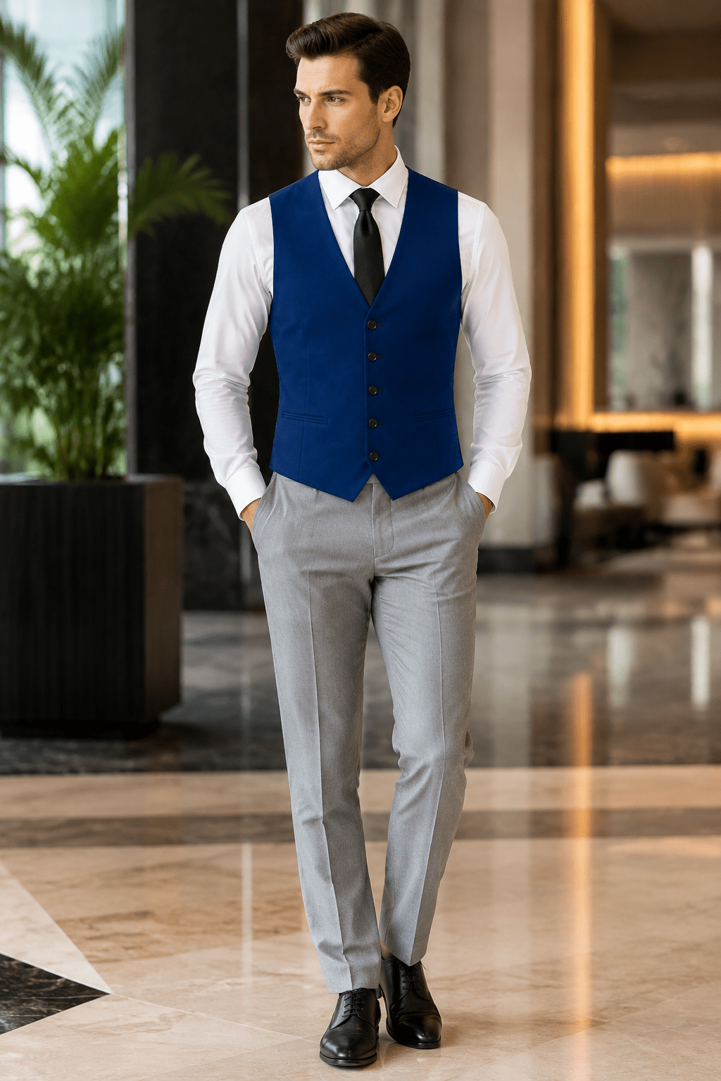 Ferera Collection Men's French Blue Modern Fit Suit Vest - Upscale Men's Fashion