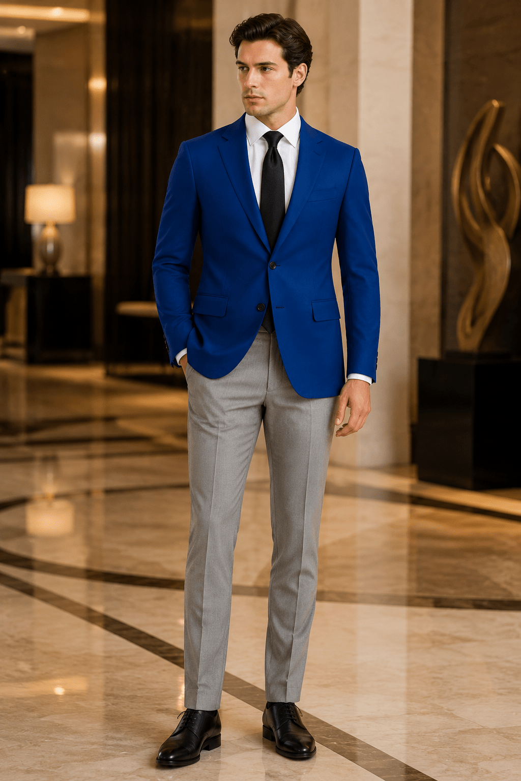 Ferera Collection Men's French Blue Slim Fit Suit Jacket - Upscale Men's Fashion