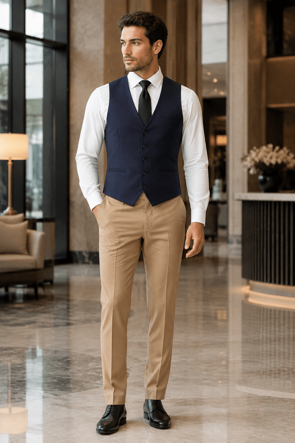 Ferera Collection Men's Navy Slim Fit Suit Vest - Upscale Men's Fashion