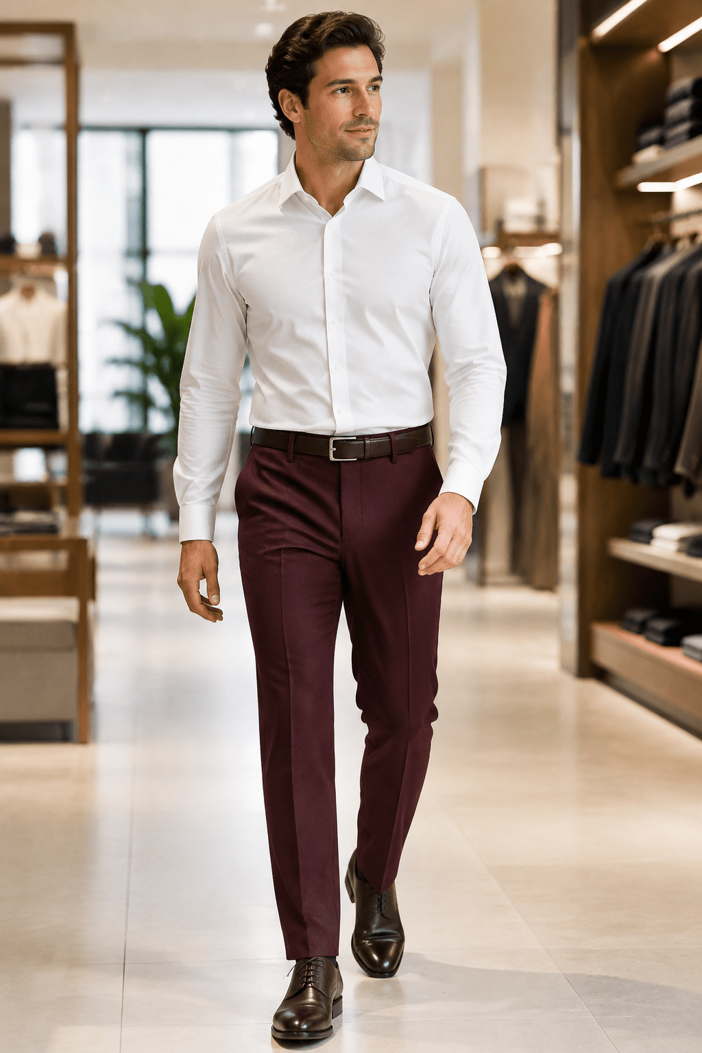 Ferera Collection Men's Burgundy Modern Fit Suit Pants - Upscale Men's Fashion