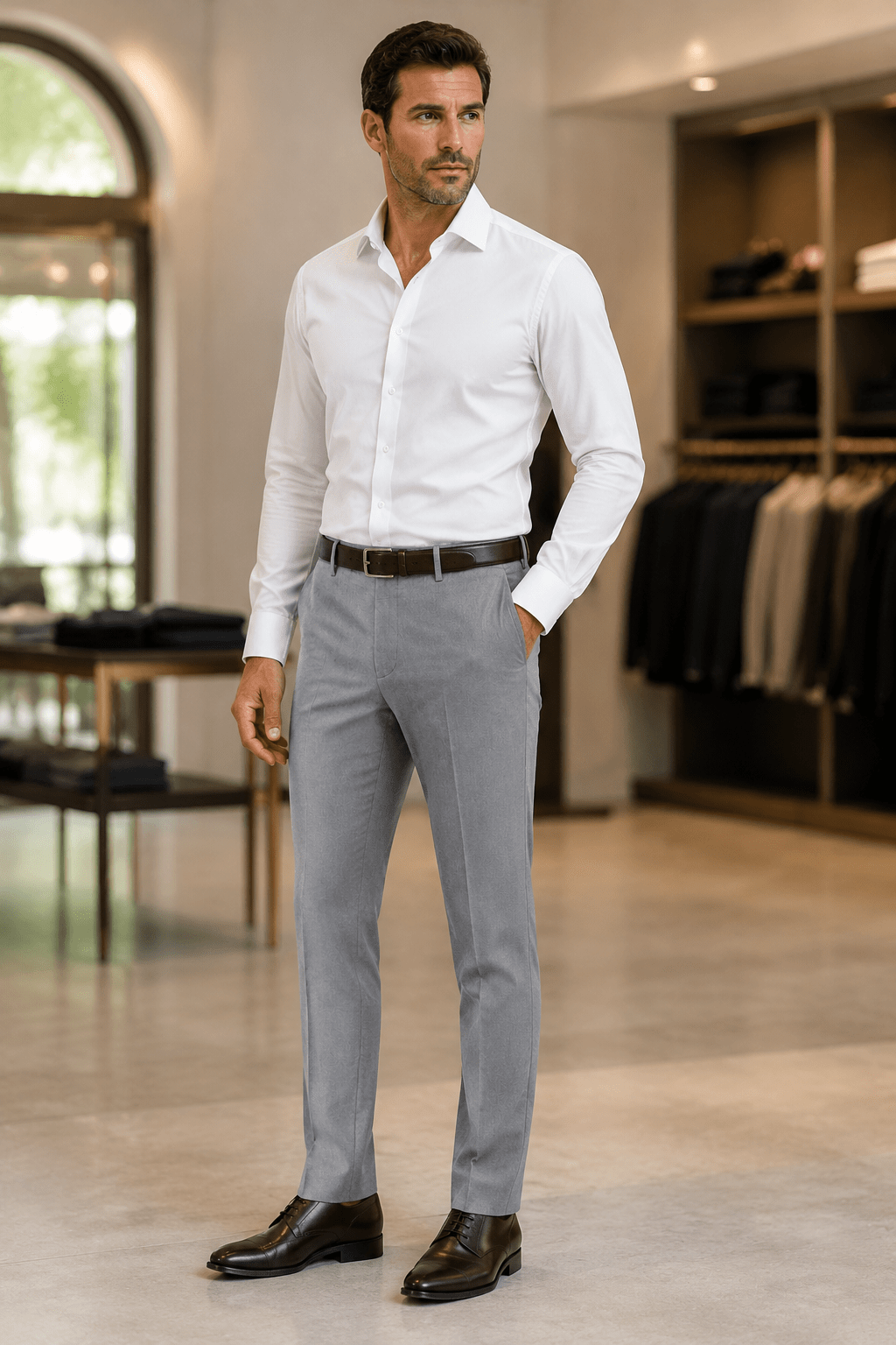Ferera Collection Men's Light Gray Modern Fit Suit Pants - Upscale Men's Fashion
