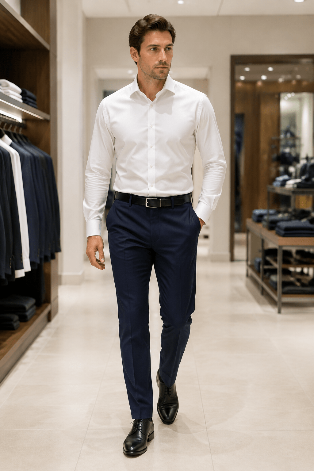 Ferera Collection Men's Navy Modern Fit Suit Pants - Upscale Men's Fashion