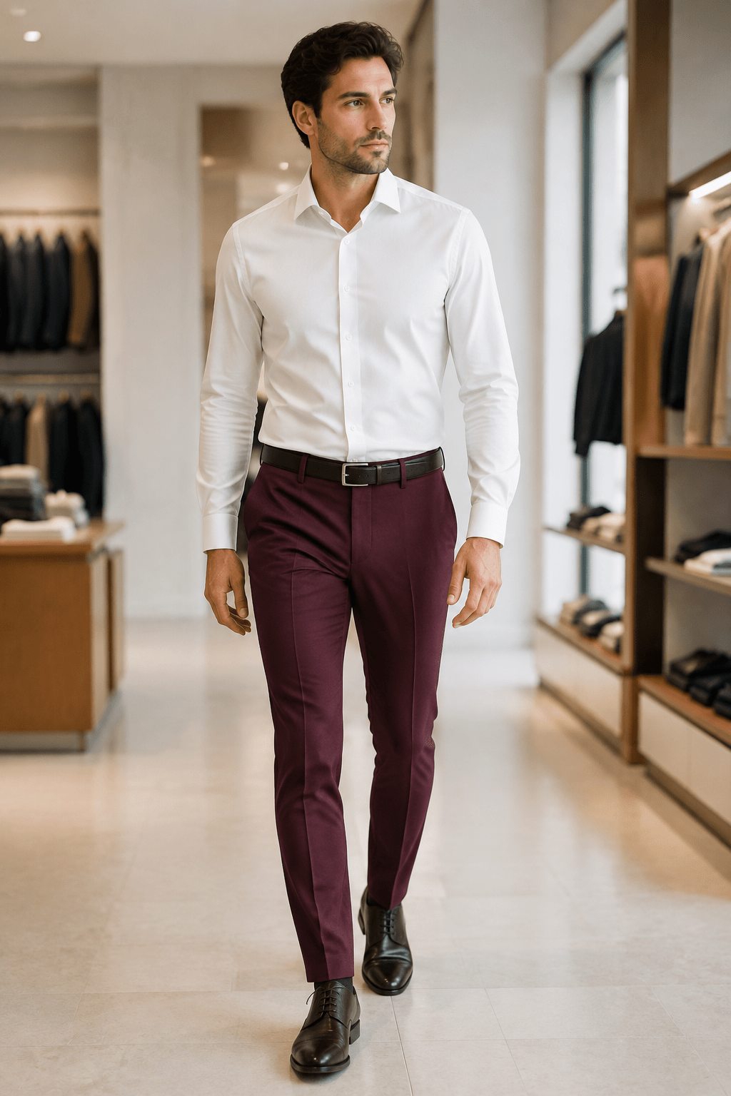 Ferera Collection Men's Burgundy Slim Fit Suit Pants - Upscale Men's Fashion