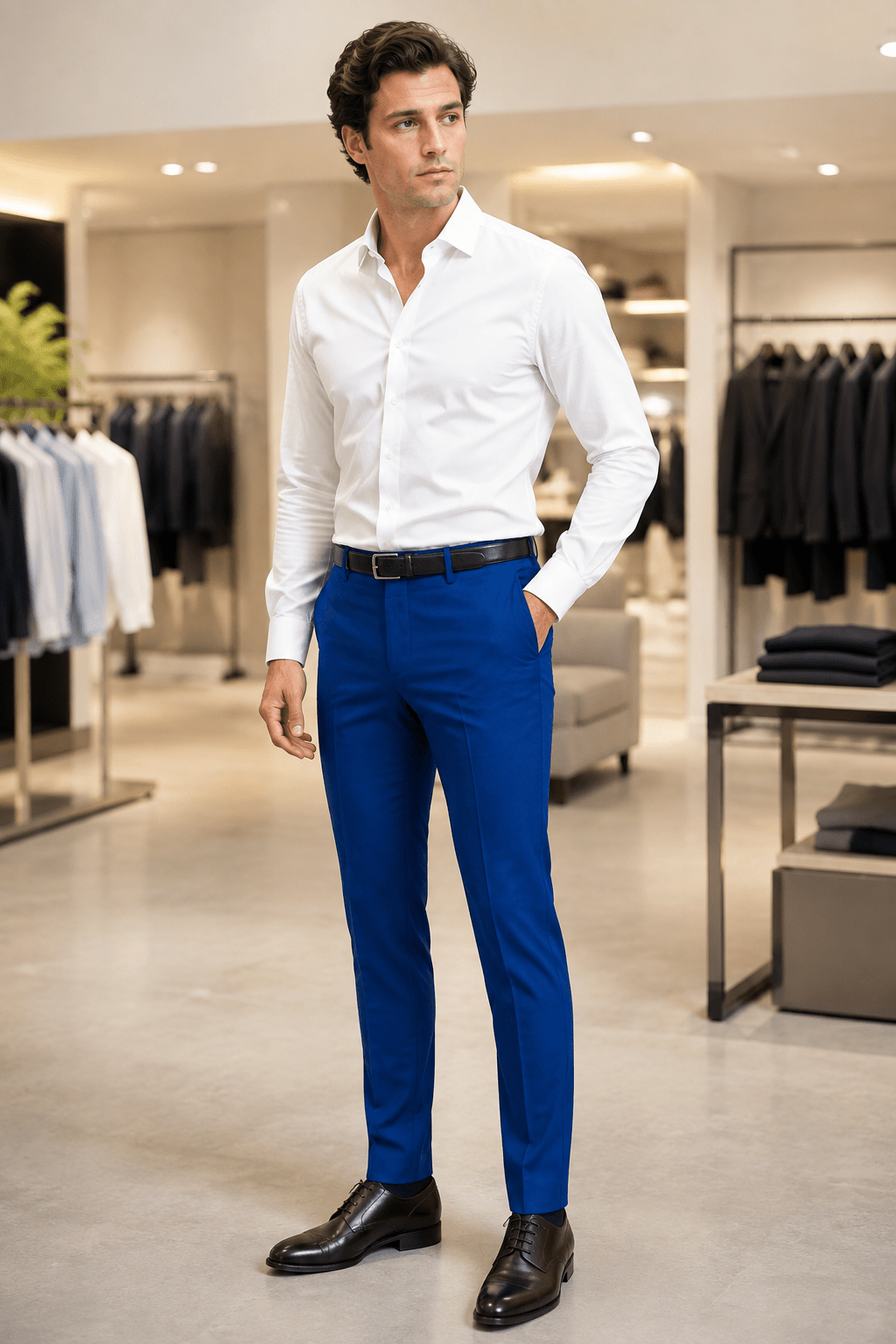 Ferera Collection Men's French Blue Slim Fit Suit Pants - Upscale Men's Fashion