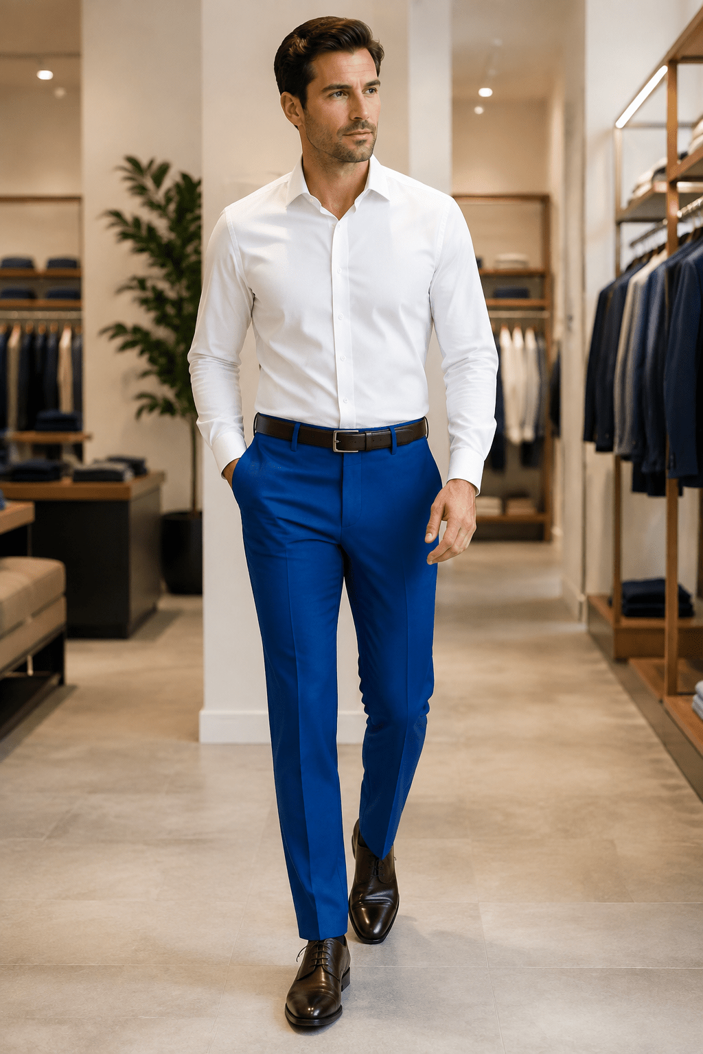 Ferera Collection Men's French Blue Slim Fit Suit Pants - Upscale Men's Fashion