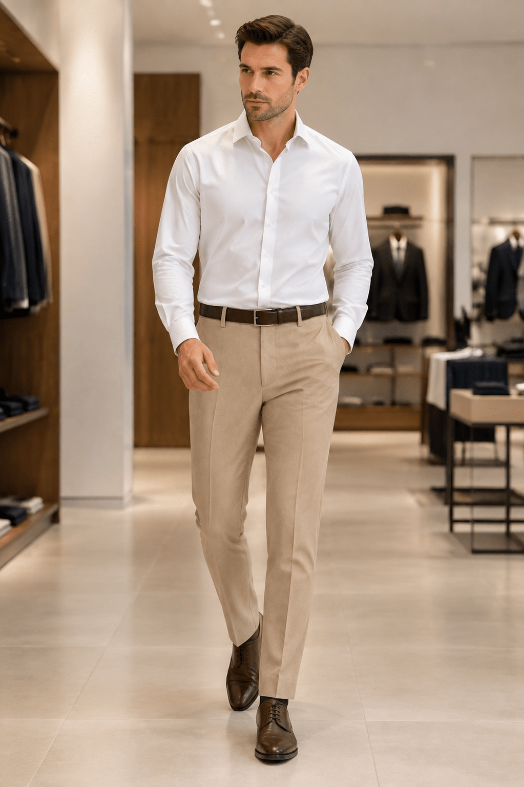 Ferera Collection Men's Tan Slim Fit Suit Pants - Upscale Men's Fashion