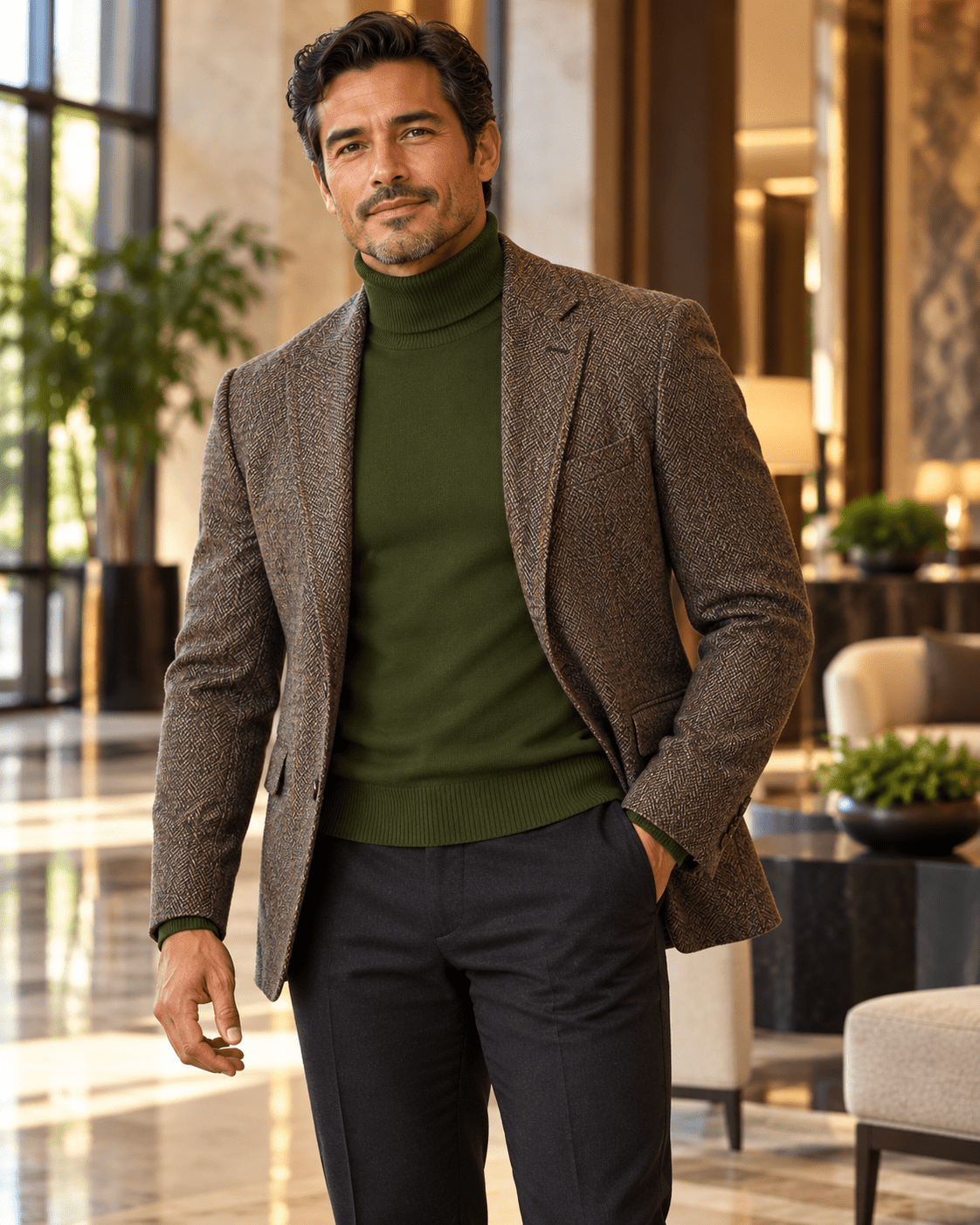 Men's Turtleneck Sweater color Forest Green - Upscale Men's Fashion