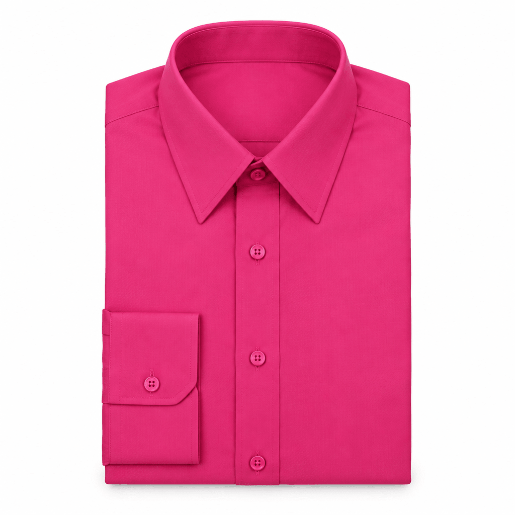 Men's Basic Dress Shirt with Convertible Cuff -Color Fuchsia - Upscale Men's Fashion