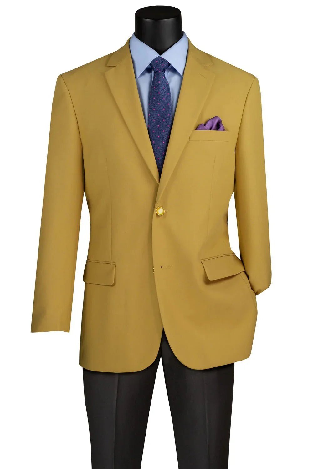 Men’s Gold Regular Fit Blazer – Timeless Single-Breasted Design - Upscale Men's Fashion