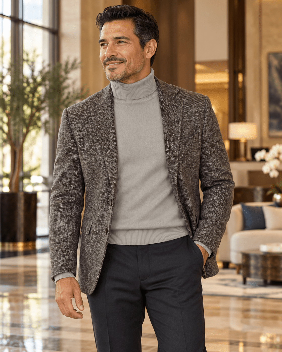 Men's Turtleneck Sweater color Gray - Upscale Men's Fashion