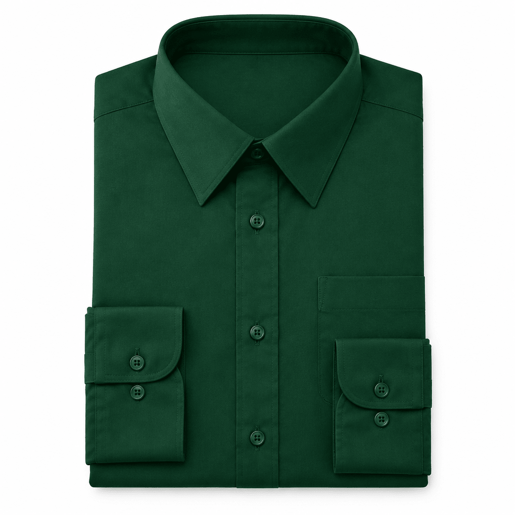 Men's Basic Dress Shirt with Convertible Cuff -Color Hunter Green - Upscale Men's Fashion