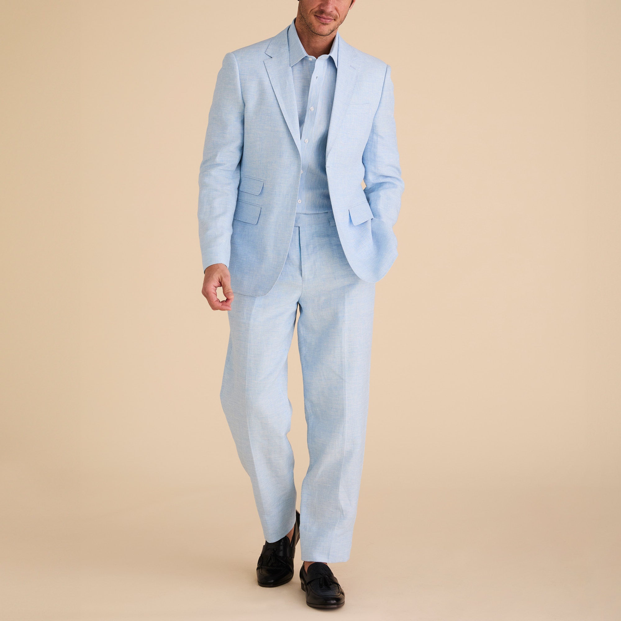 inserch blue mist slim fit linen jacket