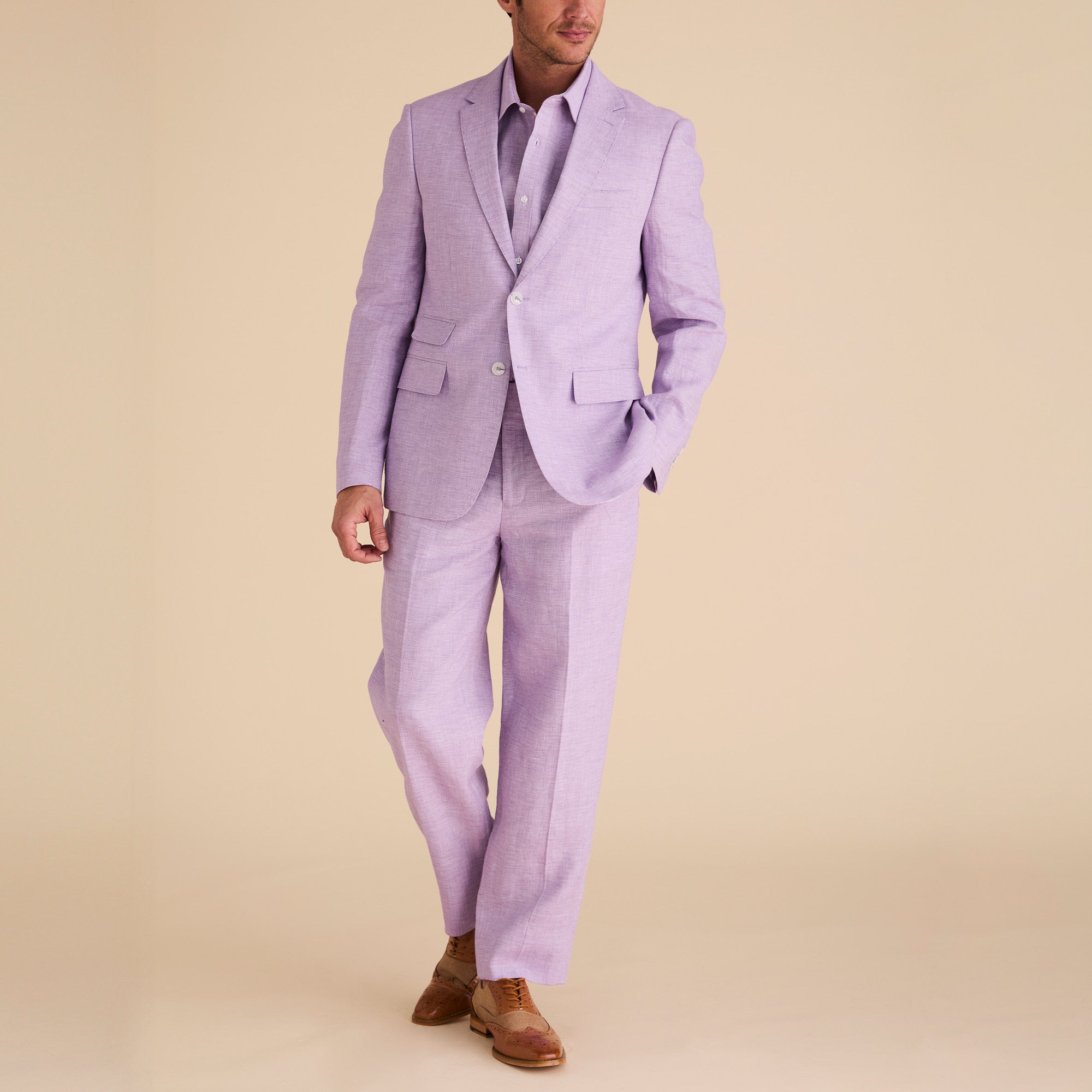 inserch lavender slim fit linen jacket