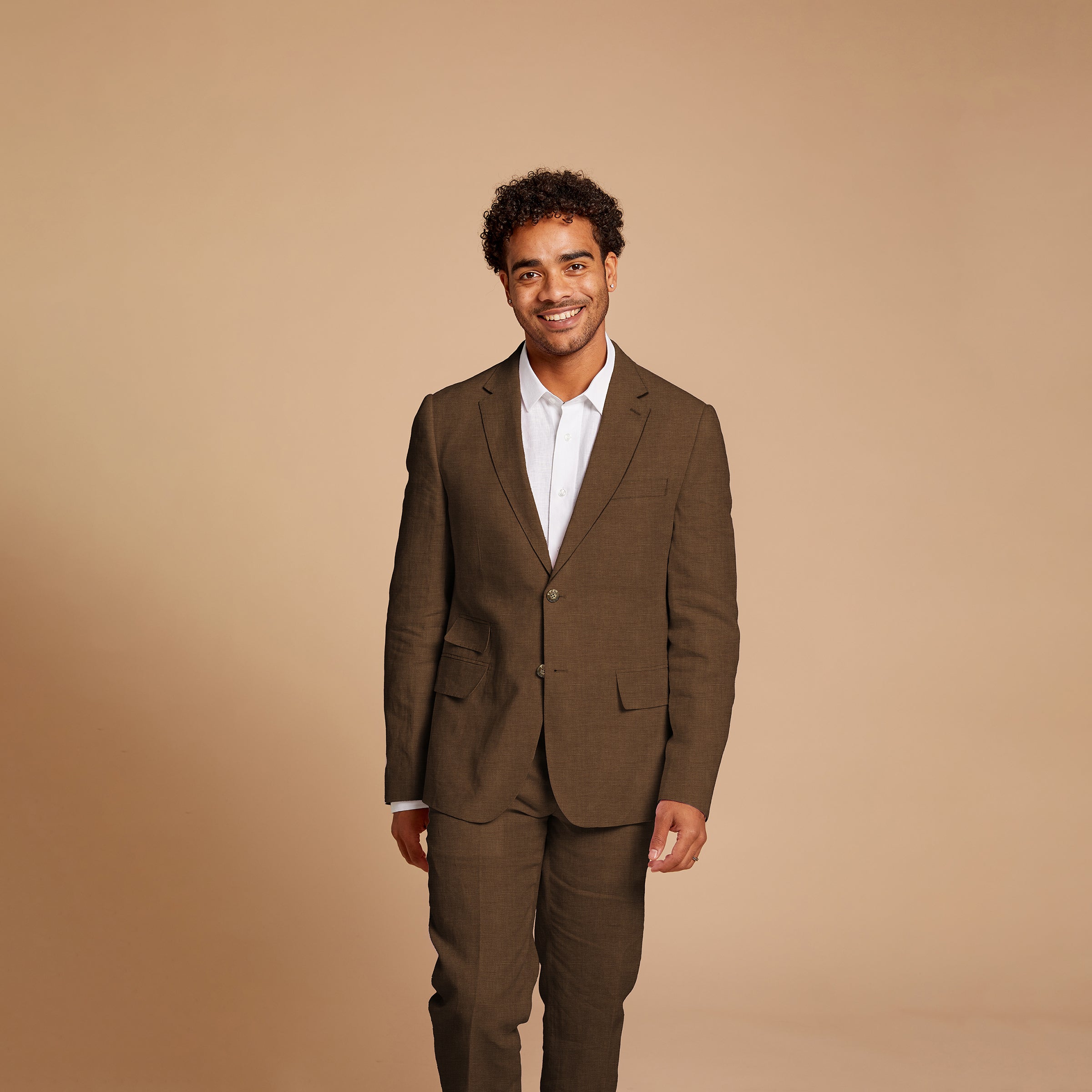 inserch mocha slim fit linen jacket
