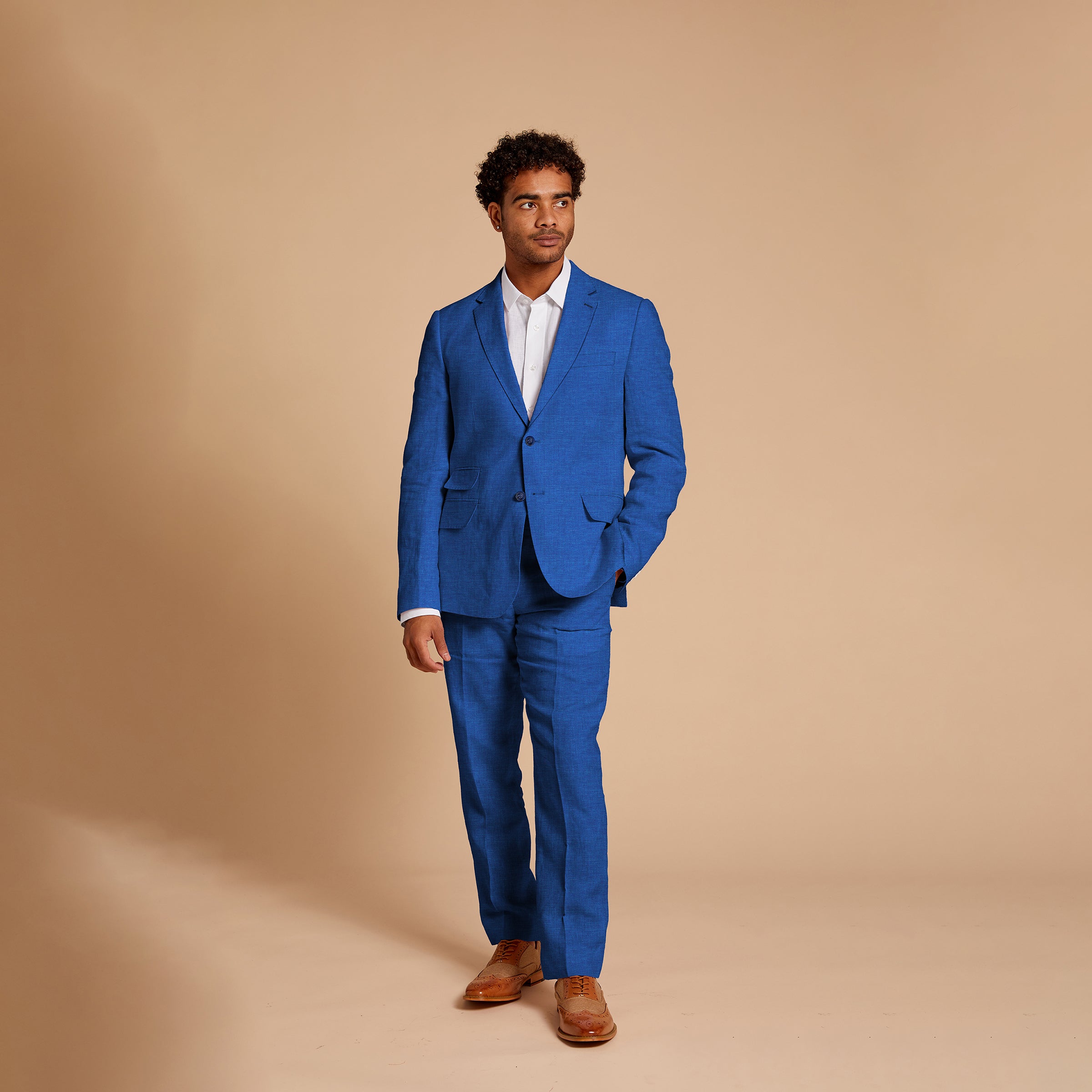 inserch river blue slim fit linen jacket