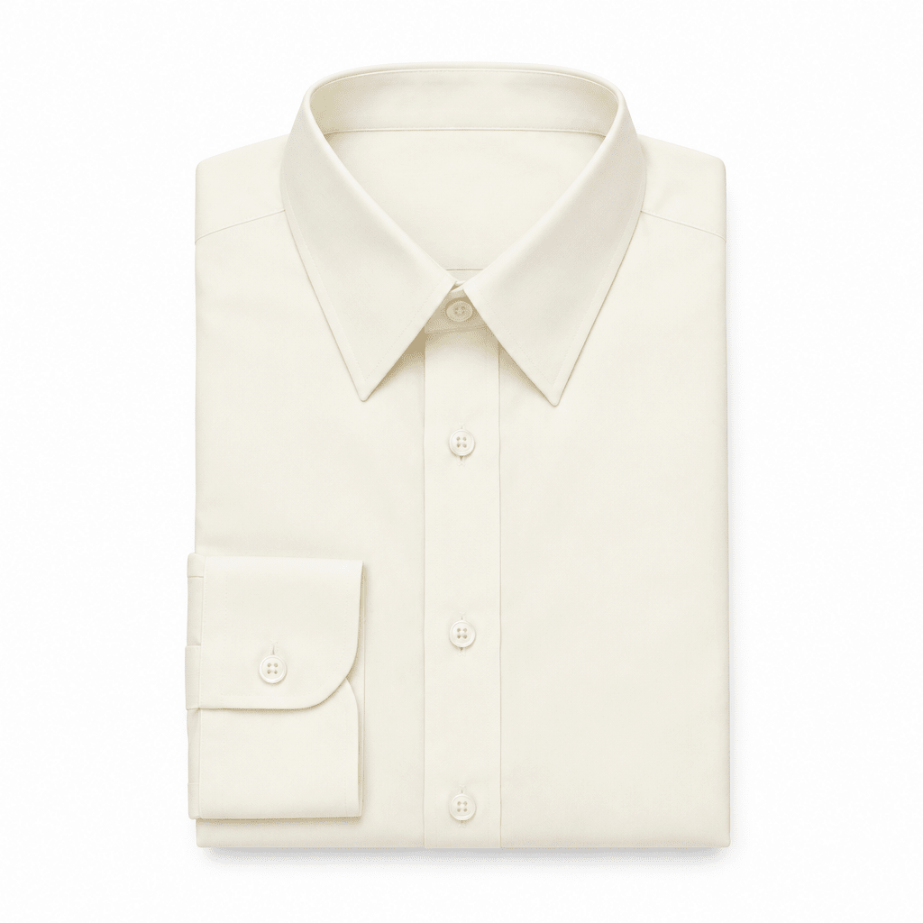 Men's Basic Dress Shirt with Convertible Cuff -Color Ivory - Upscale Men's Fashion