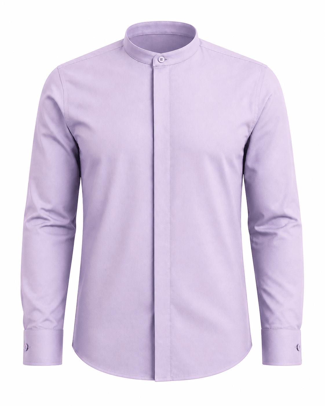 Banded Collar Dress Shirt, Lavender - Upscale Men's Fashion
