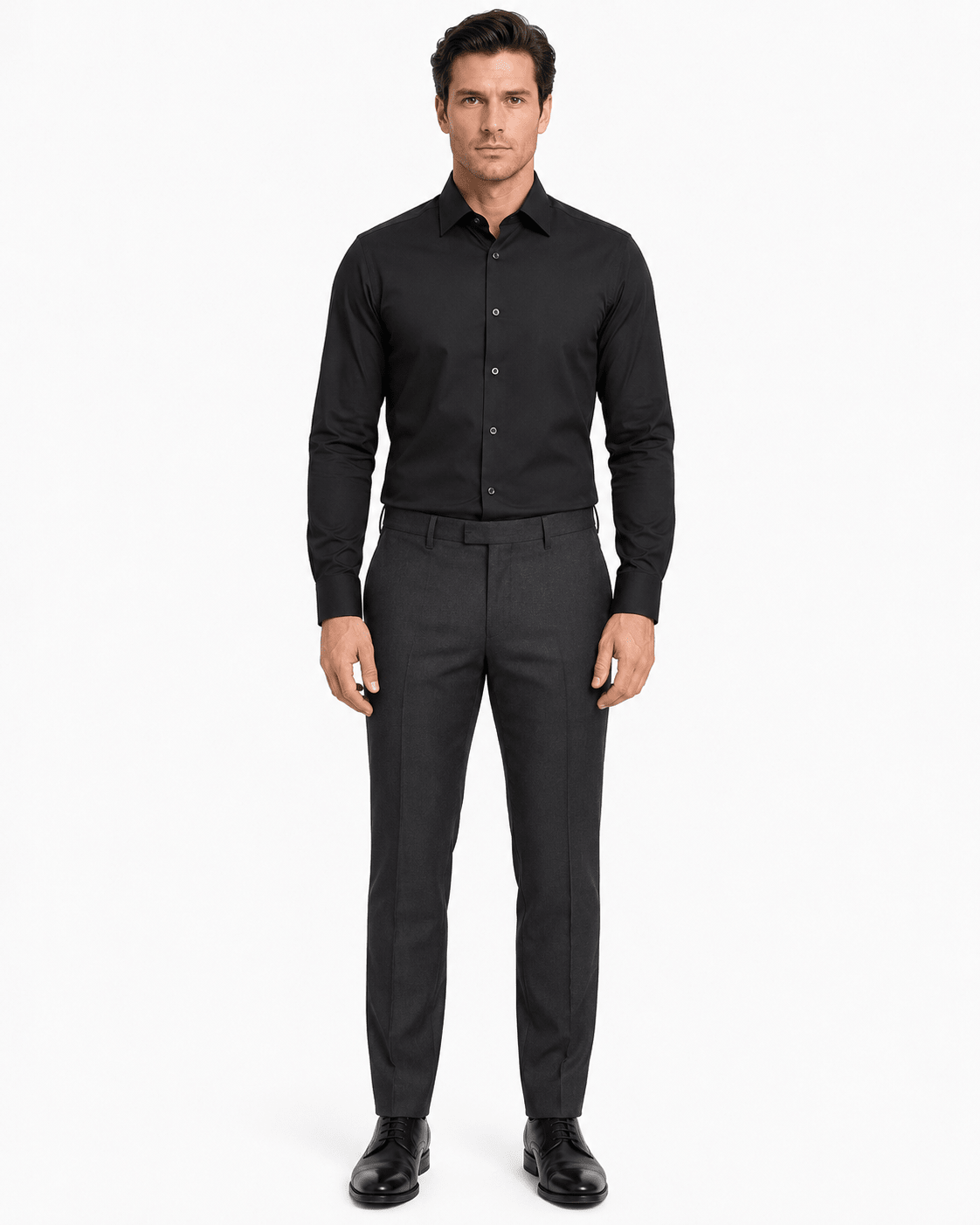 Men's Slim Fit Dress Shirt Color Black - Upscale Men's Fashion