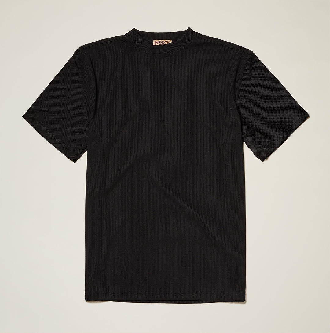Black Ribbed Regular Fit Crew Neck T-Shirt - Upscale Men's Fashion