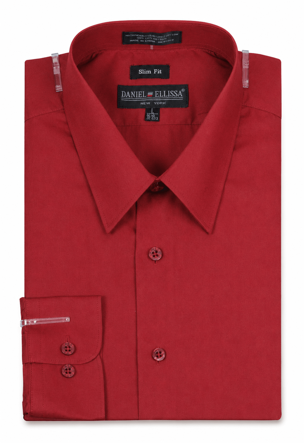 Men's Slim Fit Dress Shirt Color Burgundy - Upscale Men's Fashion