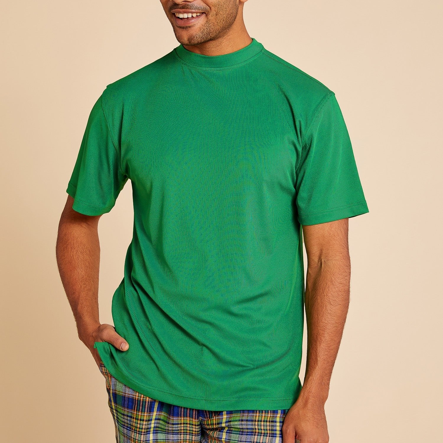 Emerald Ribbed Regular Fit Crew Neck T-Shirt - Upscale Men's Fashion