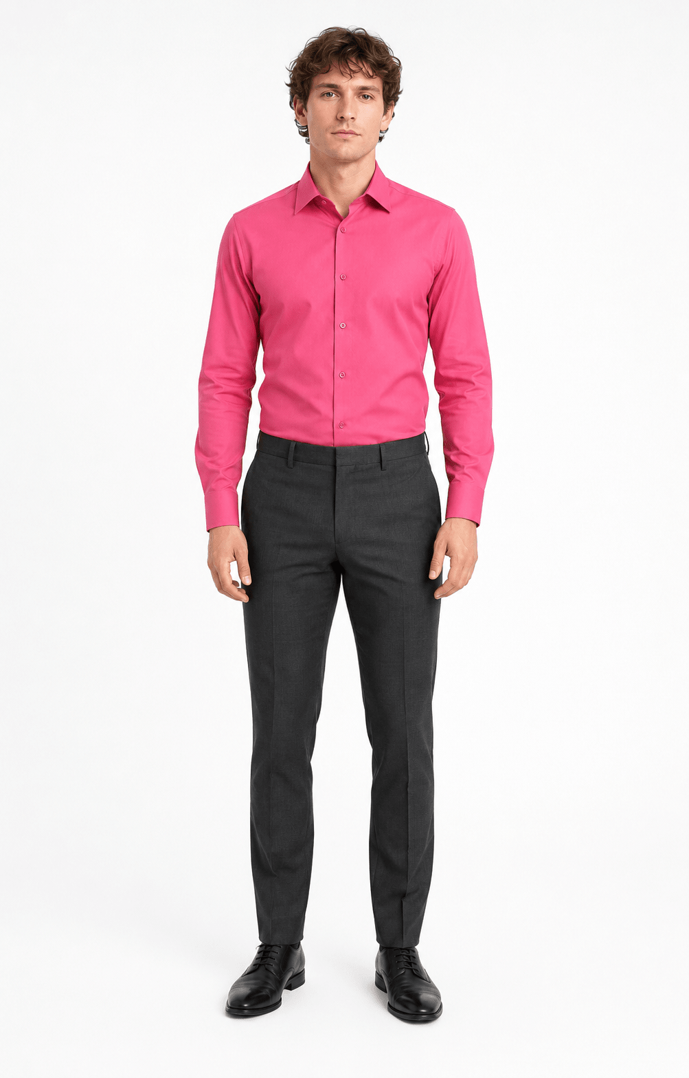 Men's Slim Fit Dress Shirt Color Fuchsia - Upscale Men's Fashion