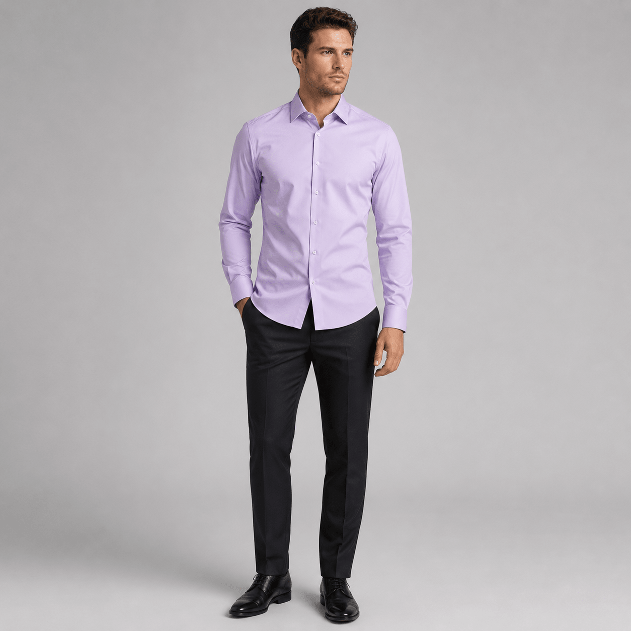 Slim Fit Dress Shirt, Lavender - Upscale Men's Fashion