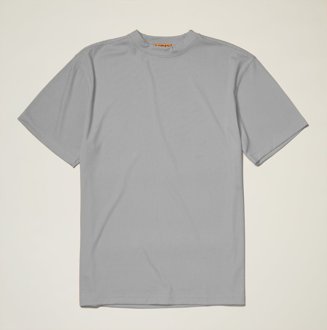 Light Gray Ribbed Regular Fit Crew Neck T-Shirt - Upscale Men's Fashion