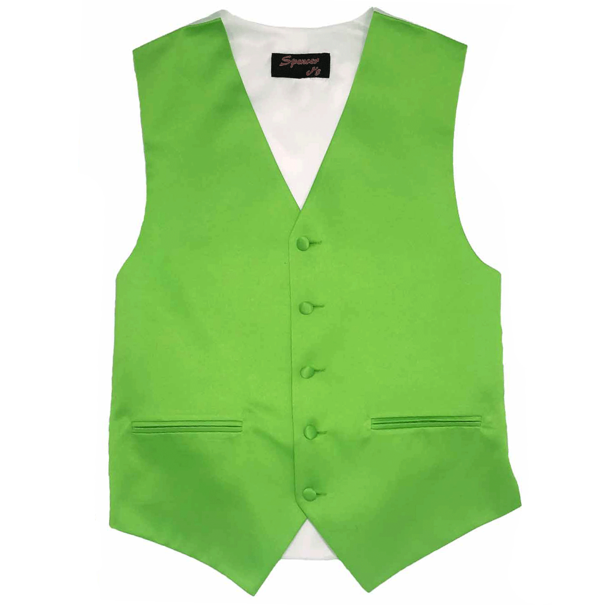 Men’s lime satin formal vest – front view