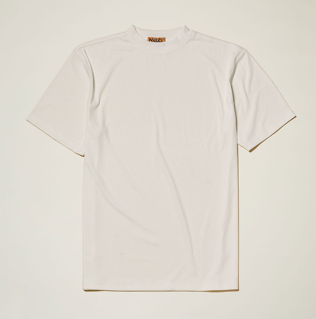 Men's off white ribbed regular fit crew neck short sleeve T-shirt